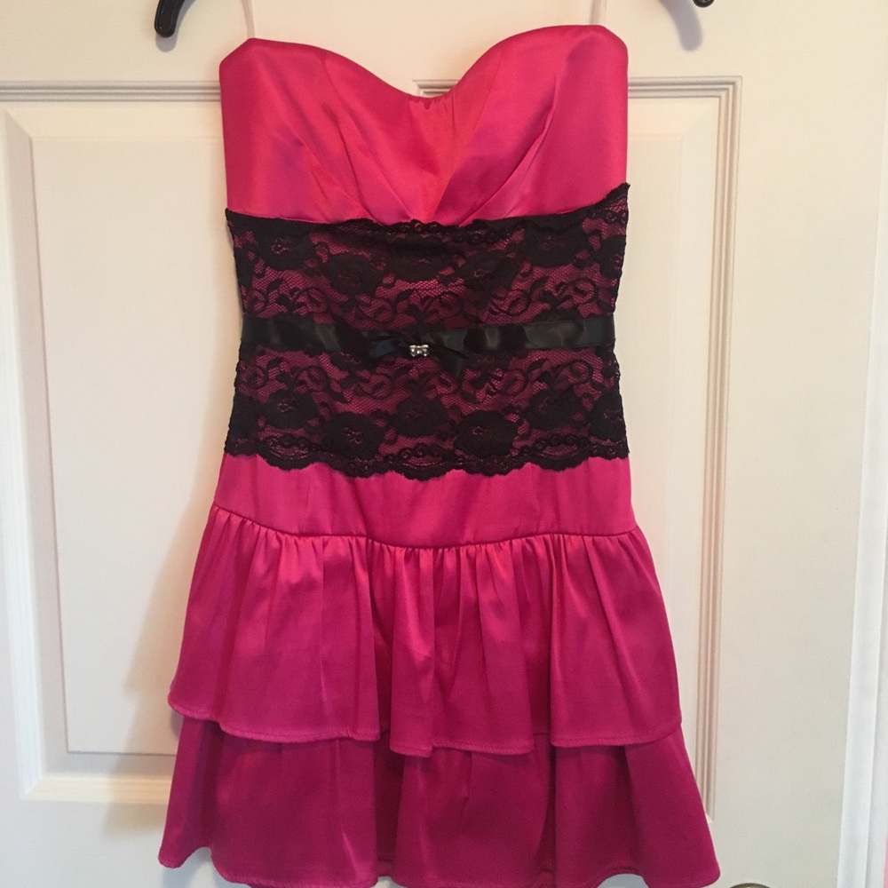 Hot pink and black dress